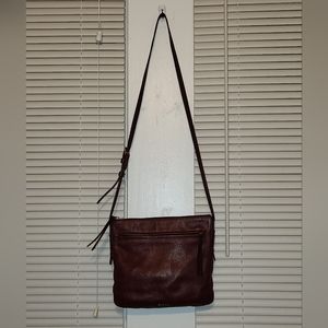 Fossil Maroon Leather Crossbody bag